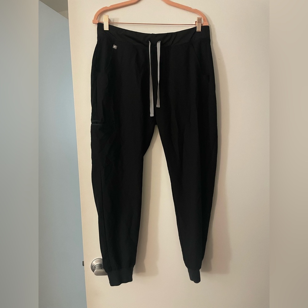 Large regular length joggers in black.